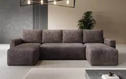 Designer Sofa Melva U mit Schlaf- und Klappfunktion in Cord
