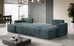 Designer Sofa Melva U mit Schlaf- und Klappfunktion in Cord