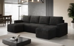 Designer Sofa Melva U mit Schlaf- und Klappfunktion in Cord
