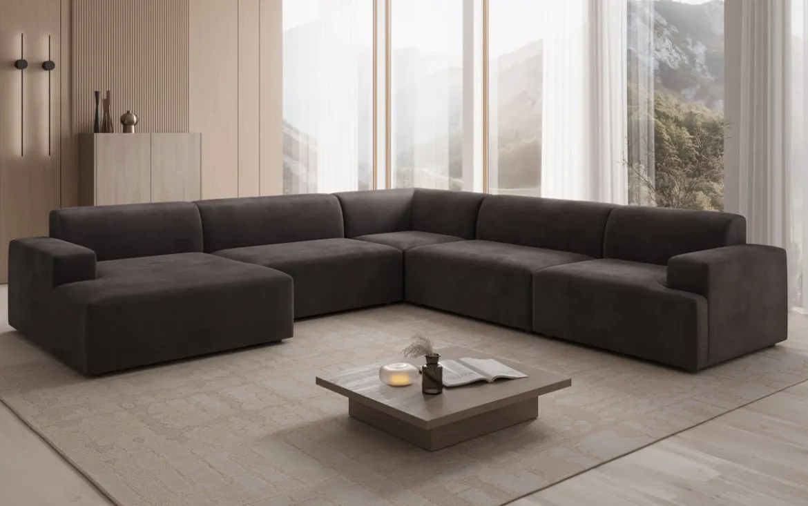 Designer Sofa Monza Wohnlandschaft U XXL in Samt