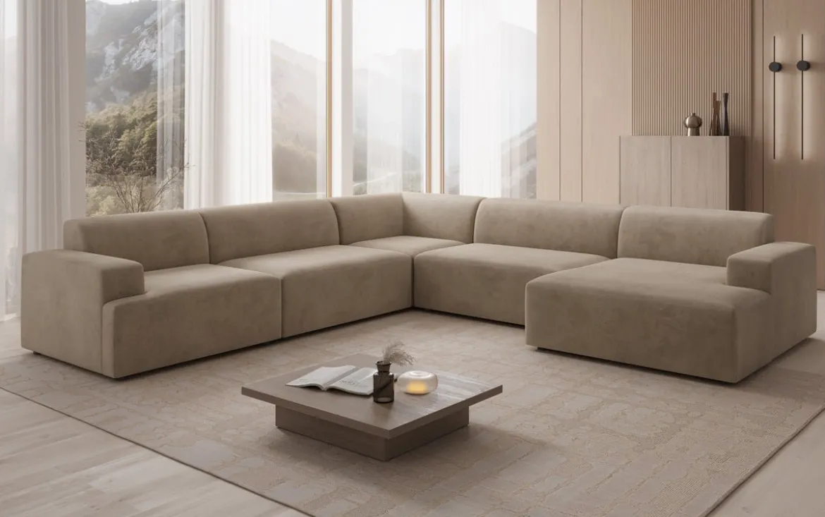 Designer Sofa Monza Wohnlandschaft U XXL in Samt