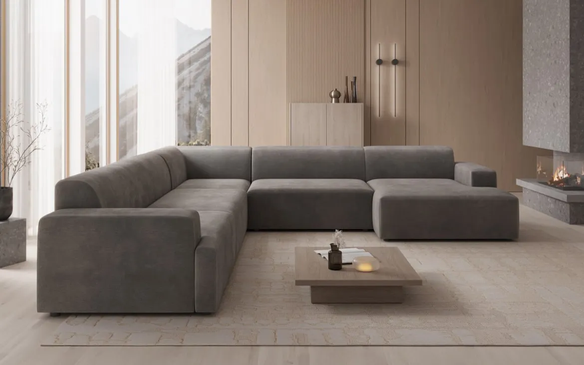 Designer Sofa Monza Wohnlandschaft U XXL in Samt