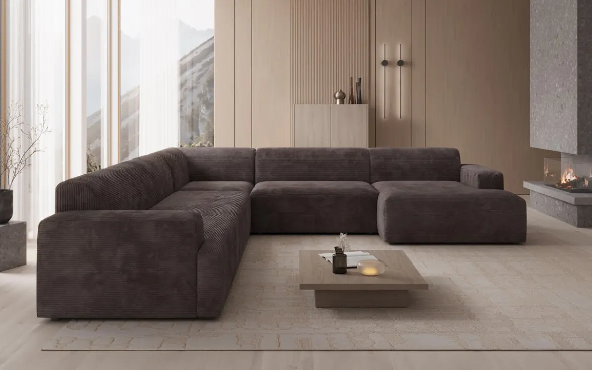 Designer Sofa Monza Wohnlandschaft U XXL in Cord