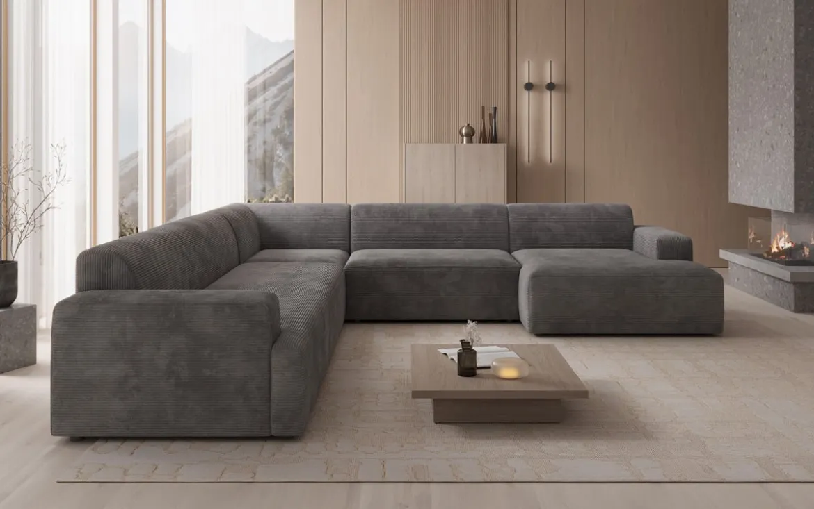 Designer Sofa Monza Wohnlandschaft U XXL in Cord