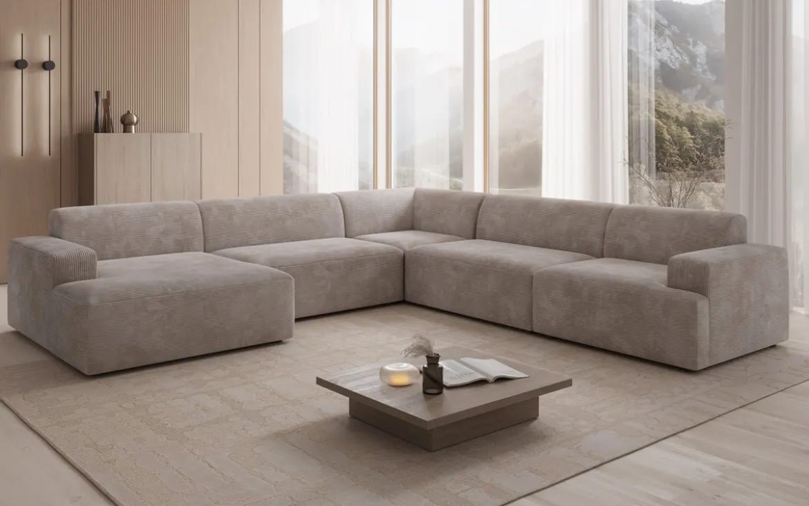 Designer Sofa Monza Wohnlandschaft U XXL in Cord