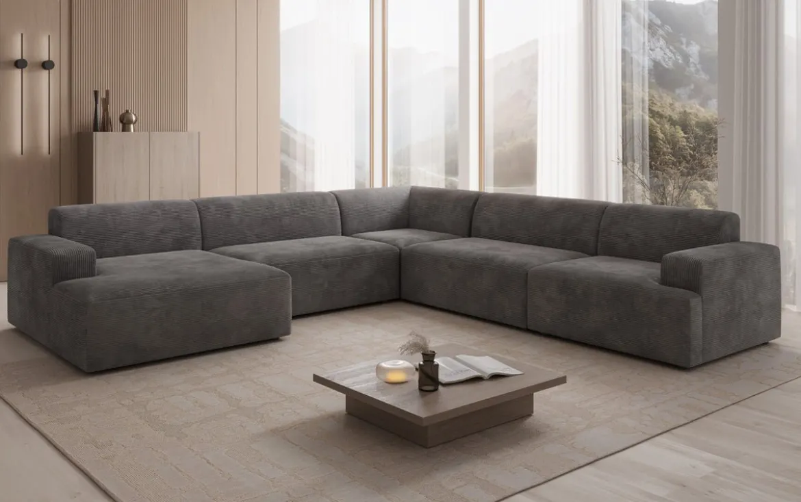 Designer Sofa Monza Wohnlandschaft U XXL in Cord