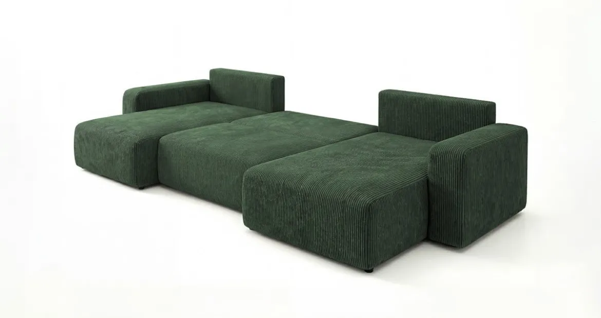 Designer Sofa Noma U mit Schlaffunktion und Stauraum in Cord
