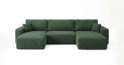Designer Sofa Noma U mit Schlaffunktion und Stauraum in Cord