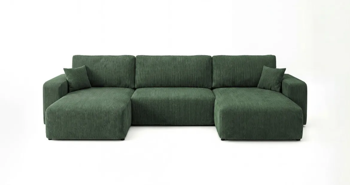 Designer Sofa Noma U mit Schlaffunktion und Stauraum in Cord