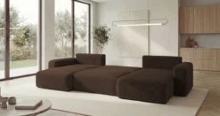 Designer Sofa Noma U mit Schlaffunktion und Stauraum in Cord