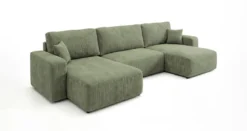 Designer Sofa Noma U mit Schlaffunktion und Stauraum in Cord