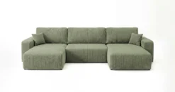 Designer Sofa Noma U mit Schlaffunktion und Stauraum in Cord
