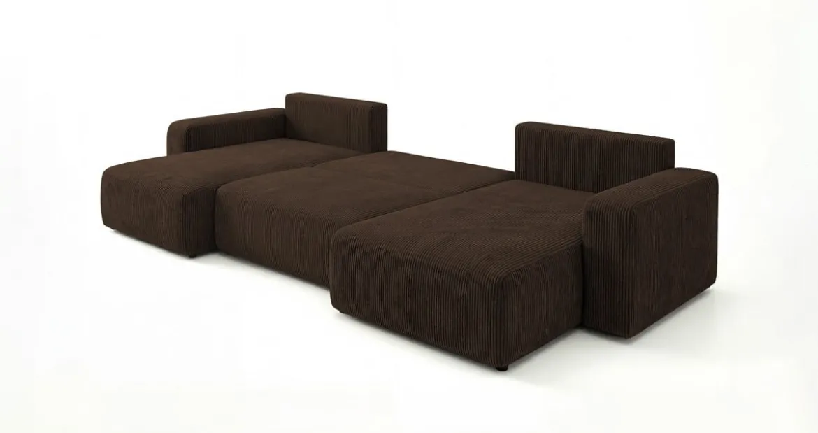 Designer Sofa Noma U mit Schlaffunktion und Stauraum in Cord