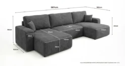 Designer Sofa Noma U mit Schlaffunktion und Stauraum in Cord