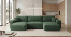 Designer Sofa Noma U mit Schlaffunktion und Stauraum in Cord