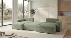 Designer Sofa Noma U mit Schlaffunktion und Stauraum in Cord