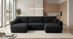Designer Sofa Noma U mit Schlaffunktion und Stauraum in Cord
