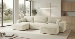 Designer Sofa Noma U mit Schlaffunktion und Stauraum in Cord