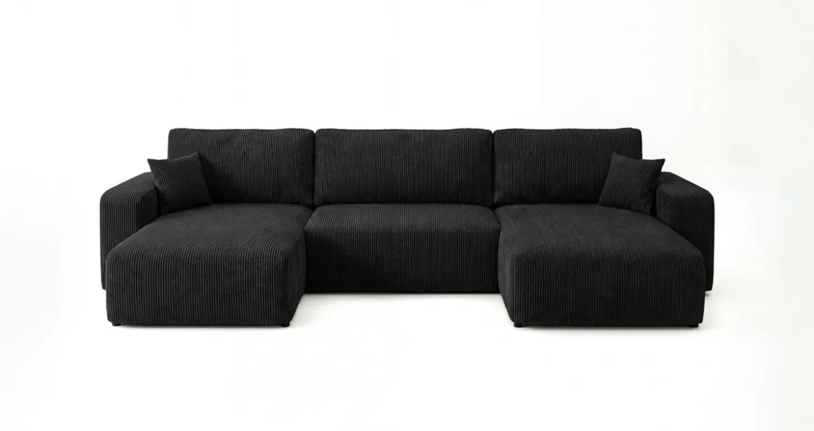 Designer Sofa Noma U mit Schlaffunktion und Stauraum in Cord