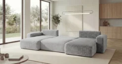 Designer Sofa Noma U mit Schlaffunktion und Stauraum in Cord
