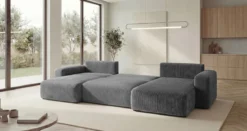 Designer Sofa Noma U mit Schlaffunktion und Stauraum in Cord
