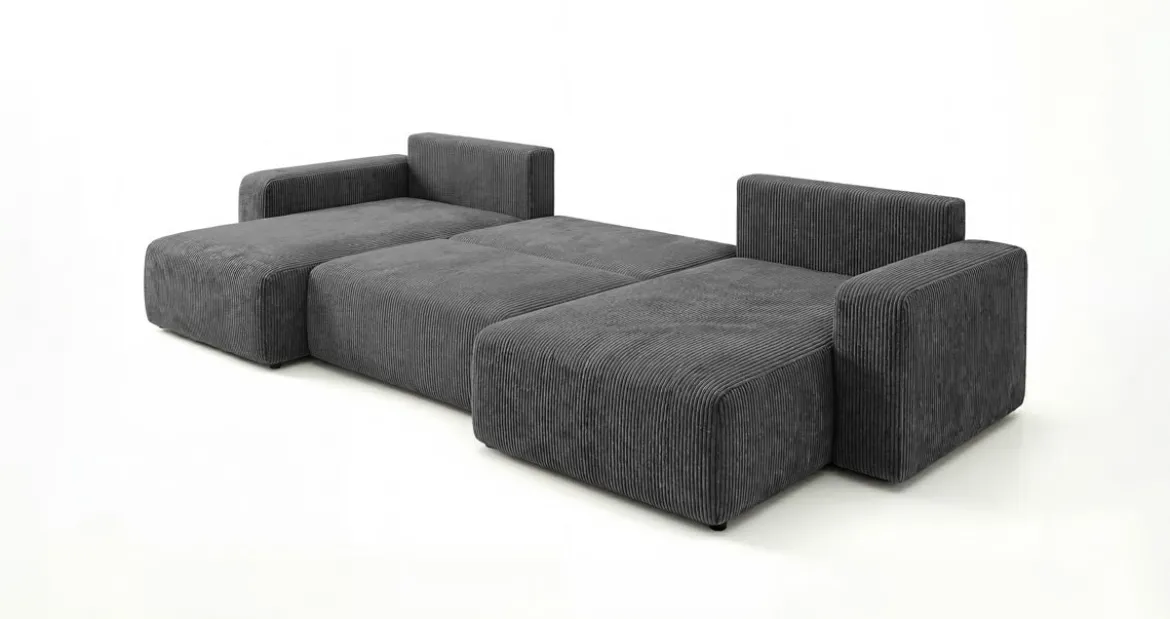 Designer Sofa Noma U mit Schlaffunktion und Stauraum in Cord