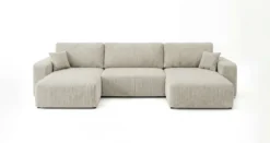 Designer Sofa Noma U mit Schlaffunktion und Stauraum in Cord