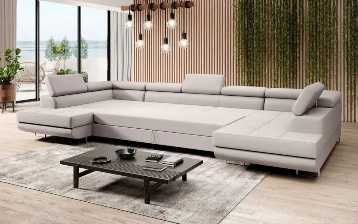 Designer Sofa Positano mit Schlaf- und Klappfunktion (Stoff)