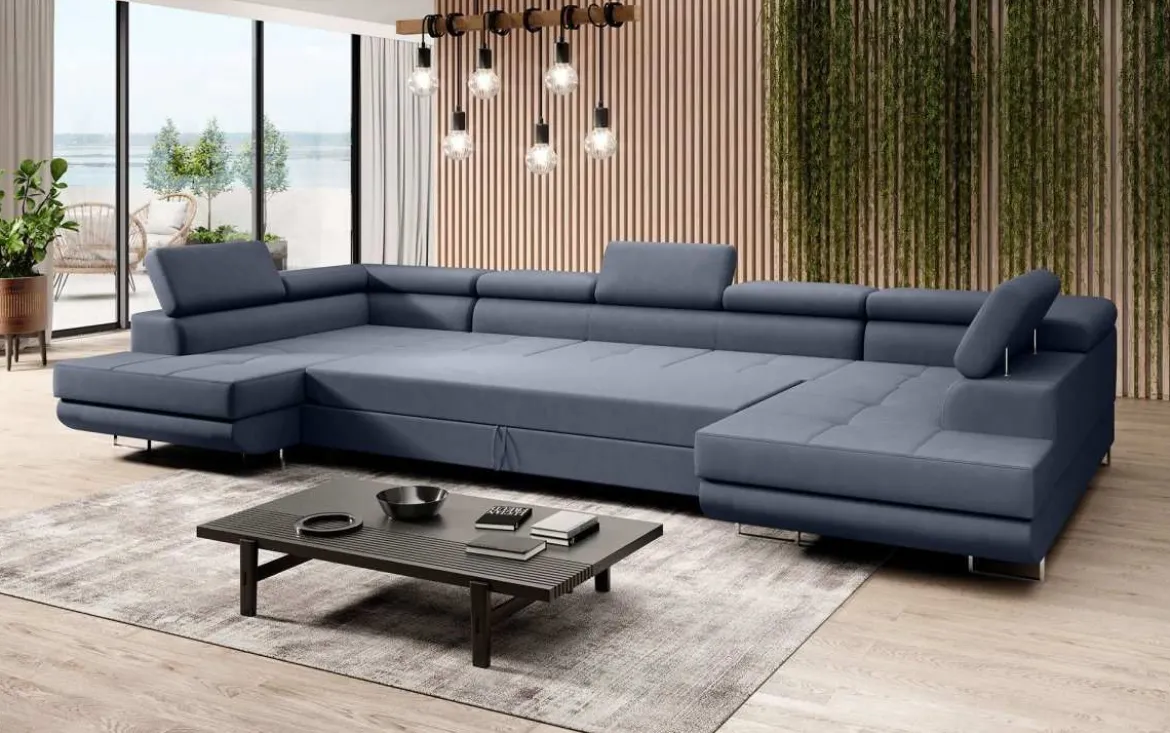 Designer Sofa Positano mit Schlaf- und Klappfunktion (Stoff)