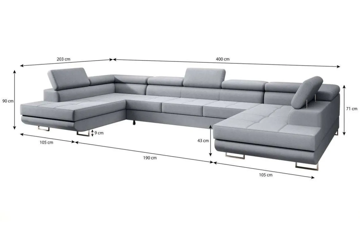 Designer Sofa Positano mit Schlaf- und Klappfunktion (Stoff)