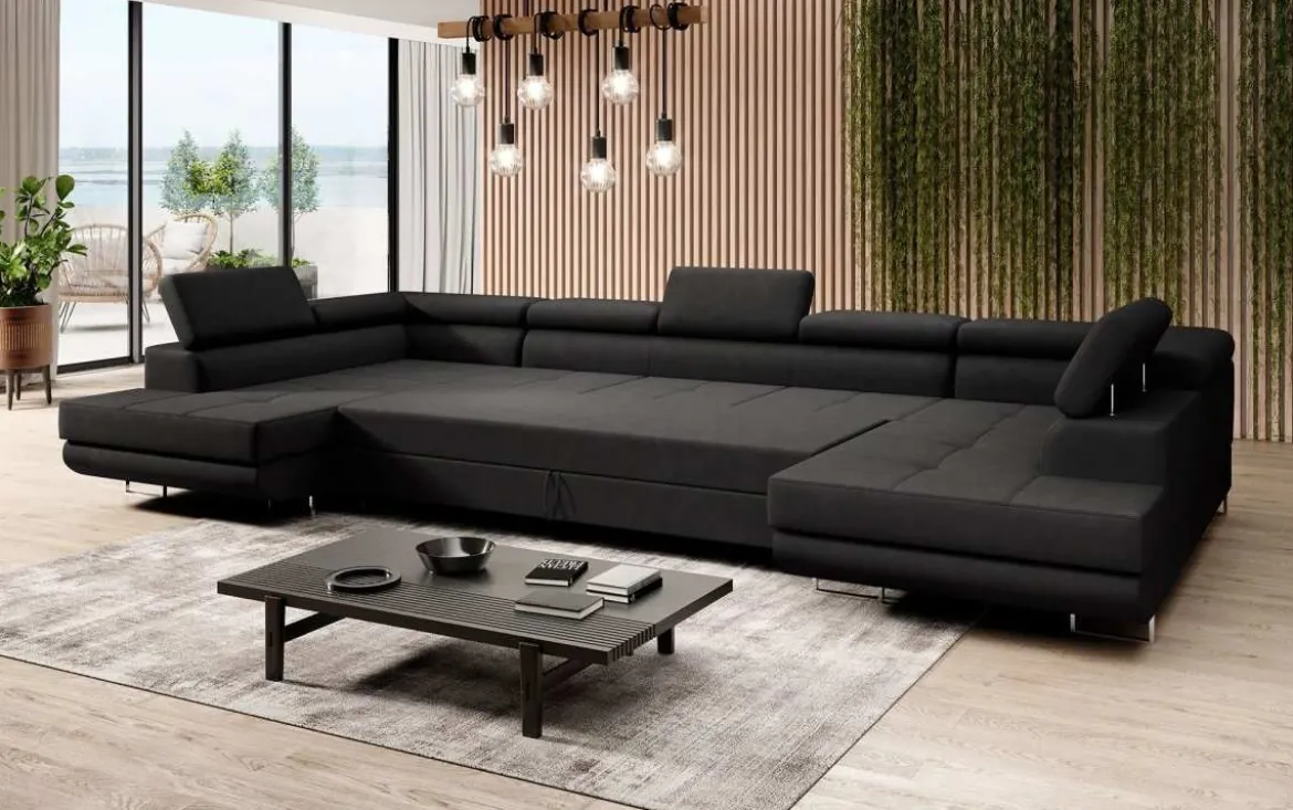 Designer Sofa Positano mit Schlaf- und Klappfunktion (Stoff)