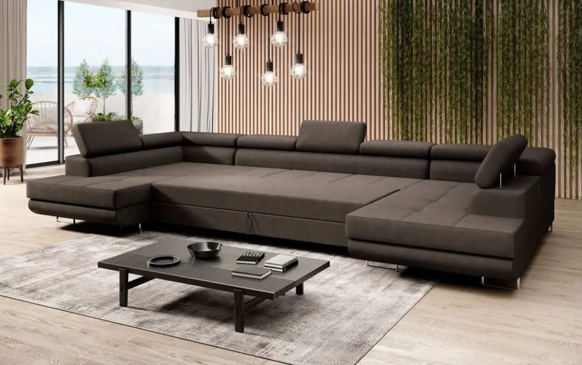 Designer Sofa Positano mit Schlaf- und Klappfunktion (Stoff)