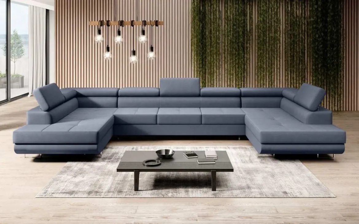Designer Sofa Positano mit Schlaf- und Klappfunktion (Stoff)