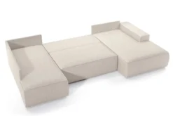 Designer Sofa Rondo Beige Cord mit Schlaffunktion