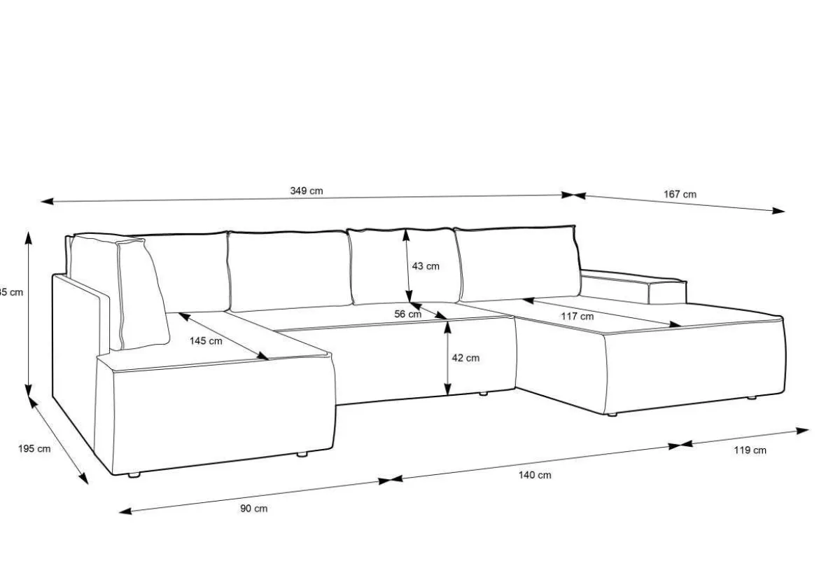 Designer Sofa Rondo Beige Cord mit Schlaffunktion
