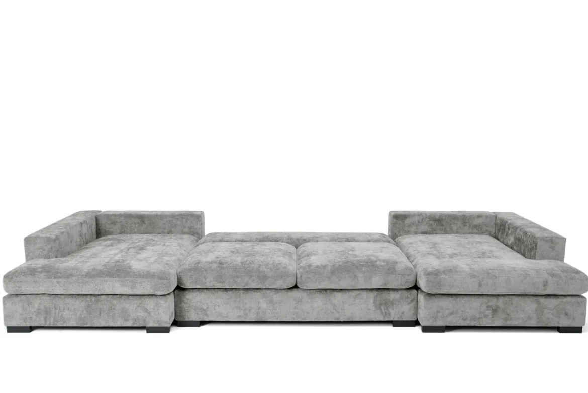 Designer Sofa Selena U mit Schlaffunktion in Strukturstoff