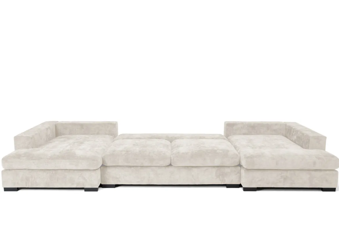 Designer Sofa Selena U mit Schlaffunktion in Strukturstoff