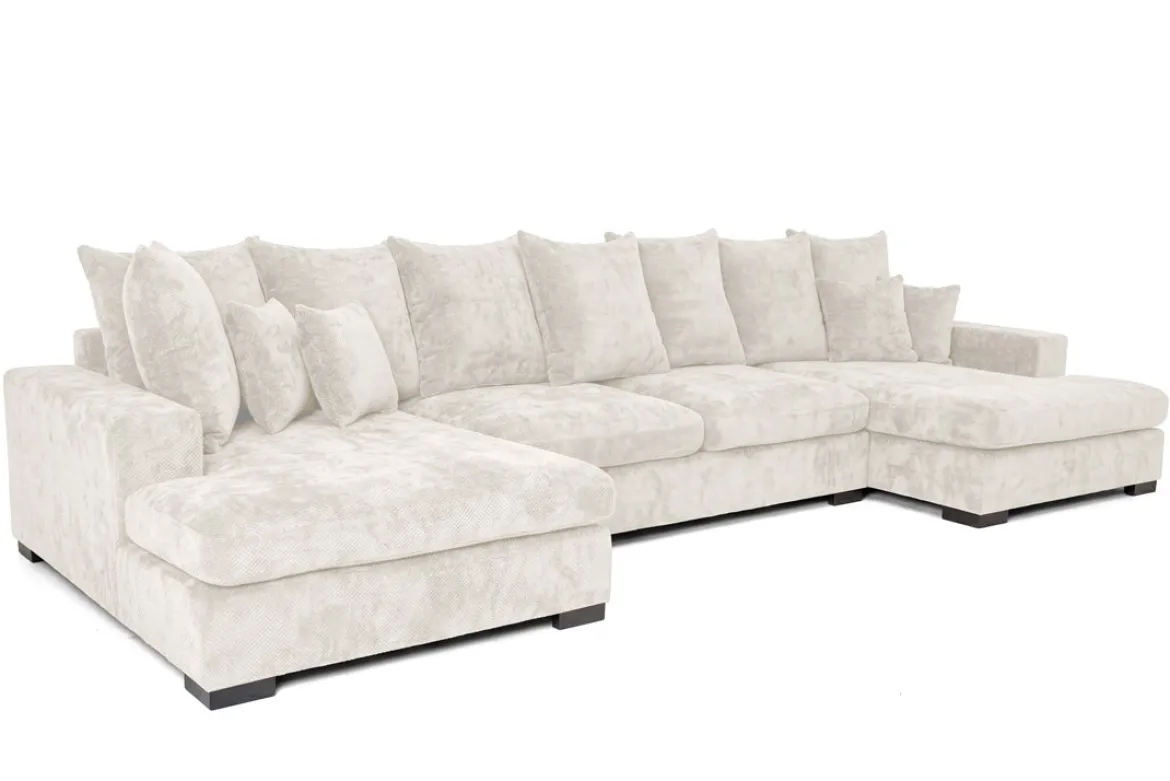 Designer Sofa Selena U mit Schlaffunktion in Strukturstoff