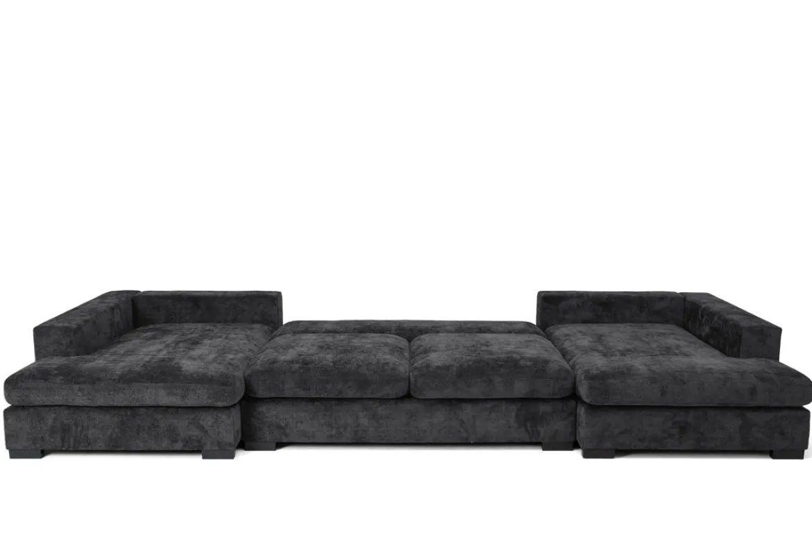 Designer Sofa Selena U mit Schlaffunktion in Strukturstoff