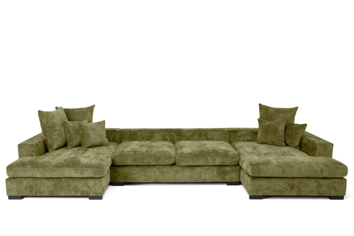 Designer Sofa Selena U mit Schlaffunktion in Strukturstoff