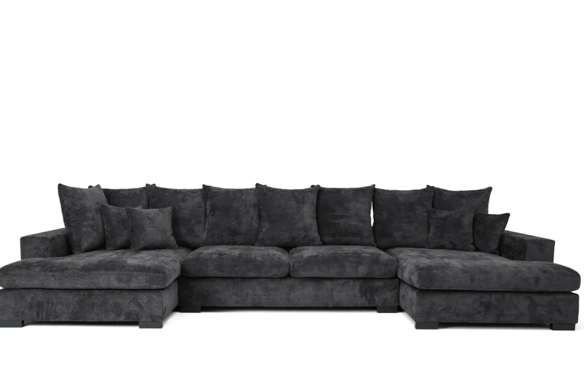 Designer Sofa Selena U mit Schlaffunktion in Strukturstoff