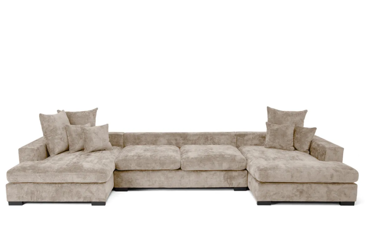 Designer Sofa Selena U mit Schlaffunktion in Strukturstoff