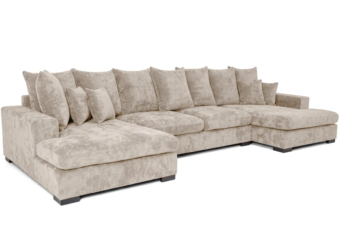 Designer Sofa Selena U mit Schlaffunktion in Strukturstoff