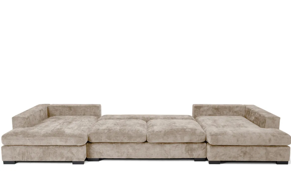 Designer Sofa Selena U mit Schlaffunktion in Strukturstoff