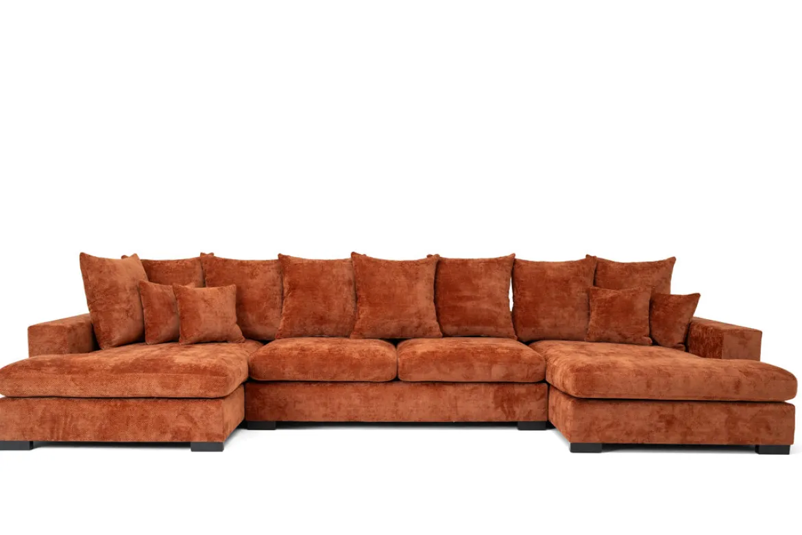 Designer Sofa Selena U mit Schlaffunktion in Strukturstoff