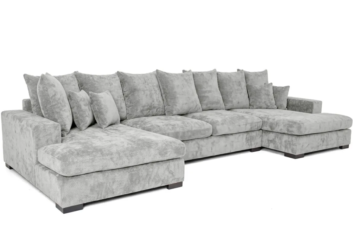 Designer Sofa Selena U mit Schlaffunktion in Strukturstoff