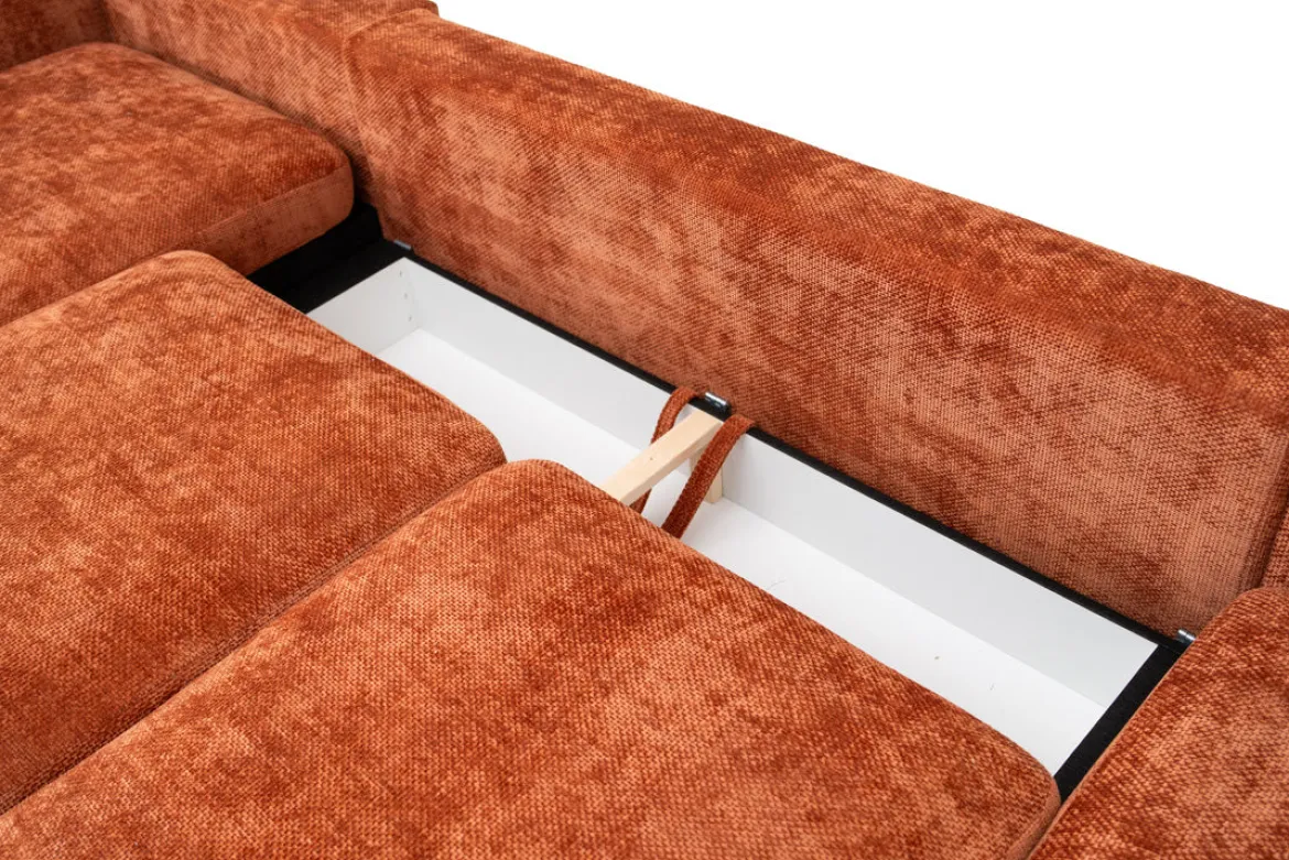 Designer Sofa Selena U mit Schlaffunktion in Strukturstoff
