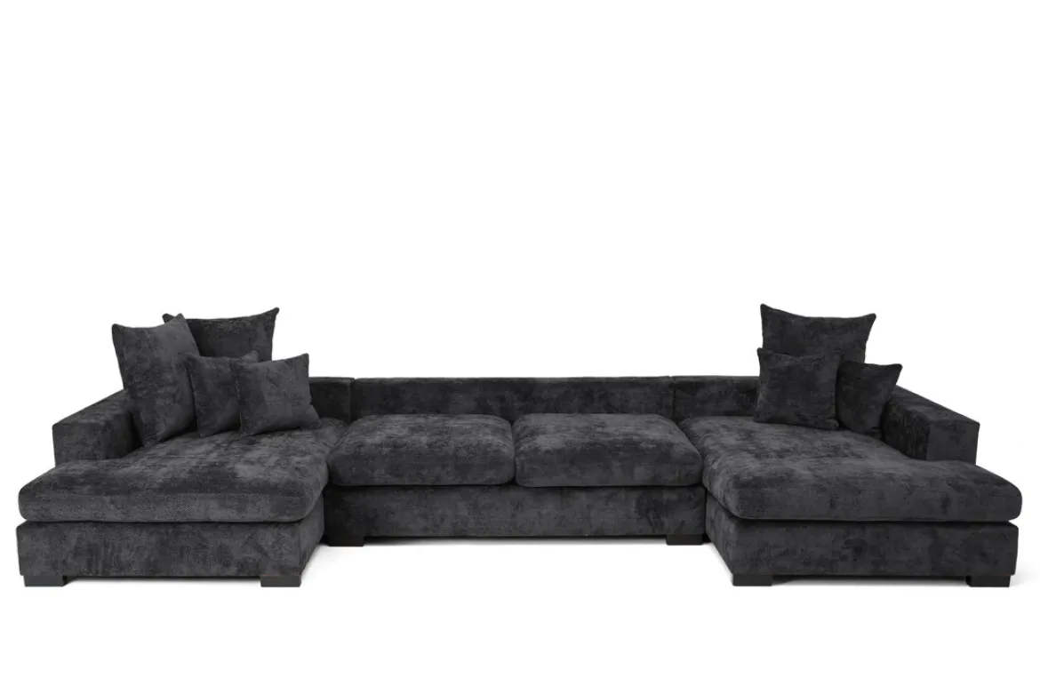 Designer Sofa Selena U mit Schlaffunktion in Strukturstoff