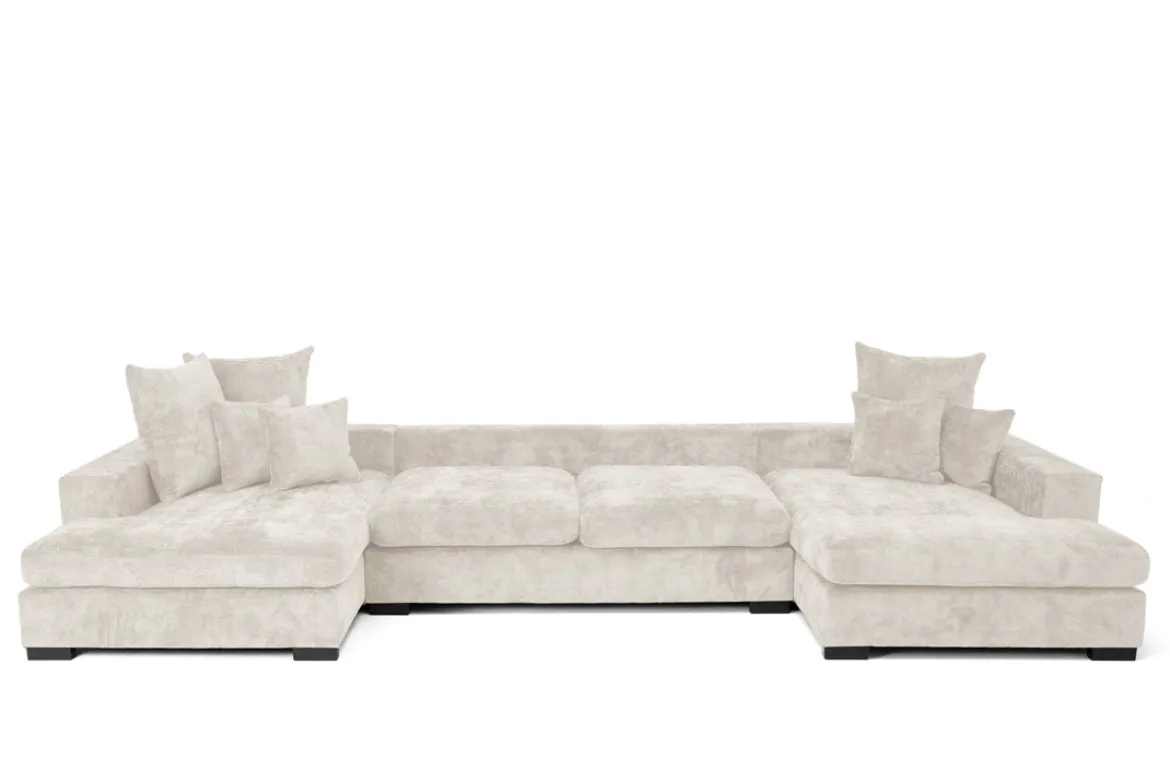 Designer Sofa Selena U mit Schlaffunktion in Strukturstoff