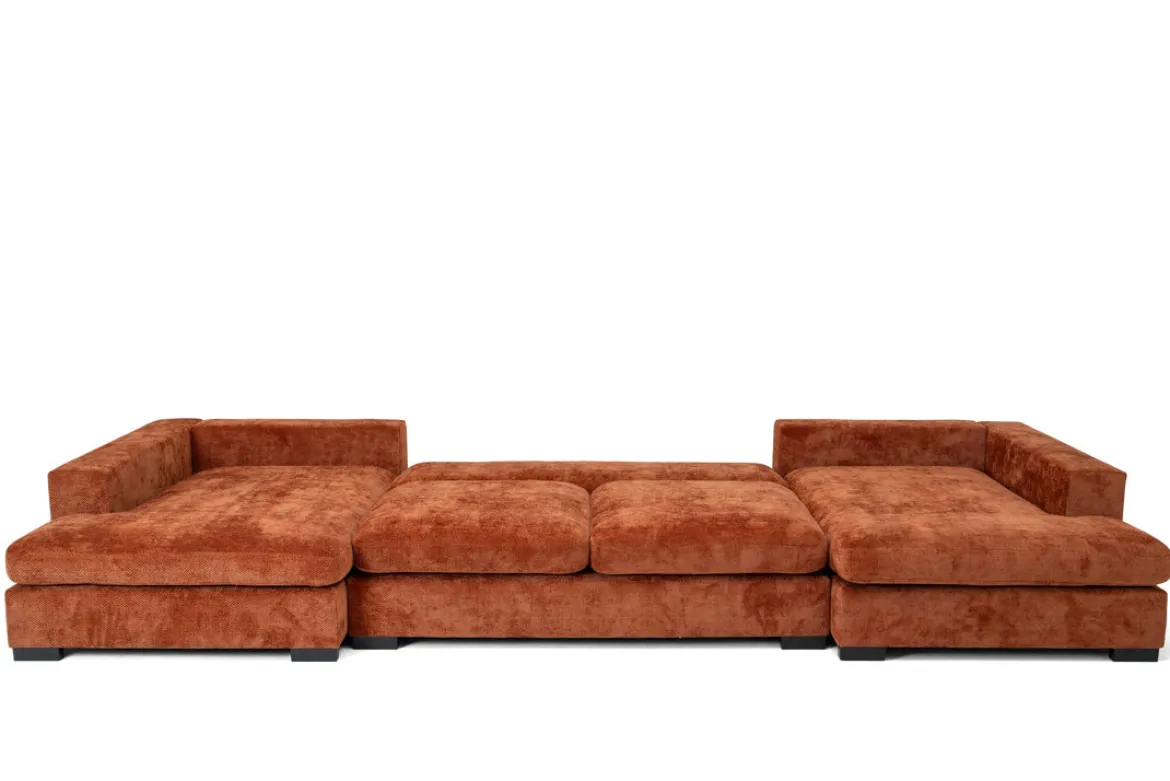 Designer Sofa Selena U mit Schlaffunktion in Strukturstoff